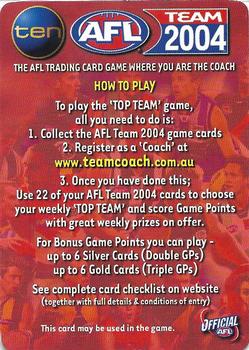 2004 Team Zone AFL Team - How to Play Promos #99 Lance Whitnall Back
